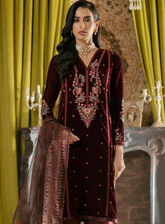 Meraki By Seran Embroidered Velvet Unstitched 3 Piece Suit - SE23MV 03 SYMPHONY